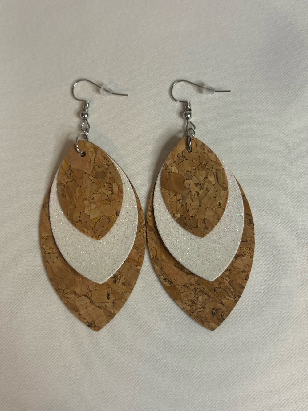 Handmade Brown/White Feathered Earrings